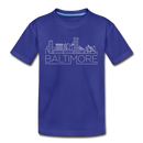 Baltimore, Maryland Youth T-Shirt - Skyline Youth Baltimore Tee - royal blue