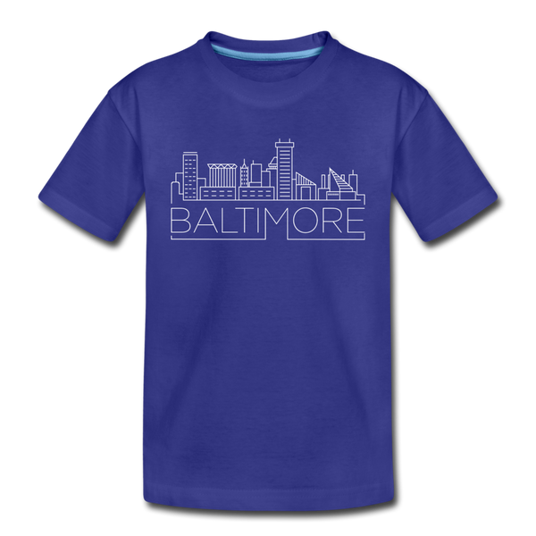 Baltimore, Maryland Youth T-Shirt - Skyline Youth Baltimore Tee - royal blue