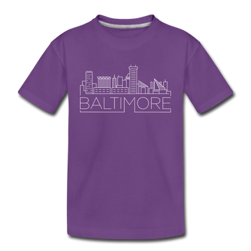 Baltimore, Maryland Youth T-Shirt - Skyline Youth Baltimore Tee - purple