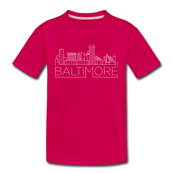 Baltimore, Maryland Youth T-Shirt - Skyline Youth Baltimore Tee - dark pink