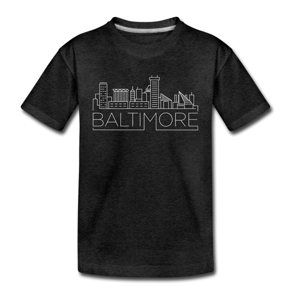 Baltimore, Maryland Youth T-Shirt - Skyline Youth Baltimore Tee - charcoal gray