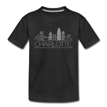 Charlotte, North Carolina Youth T-Shirt - Skyline Youth Charlotte Tee - black