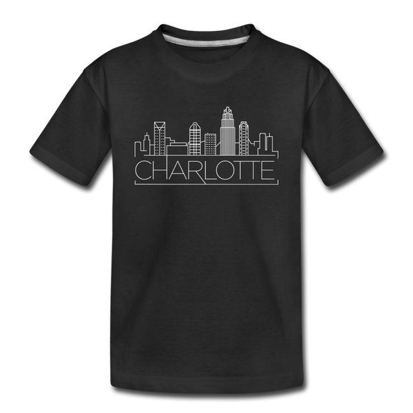 Charlotte, North Carolina Youth T-Shirt - Skyline Youth Charlotte Tee - black