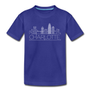 Charlotte, North Carolina Youth T-Shirt - Skyline Youth Charlotte Tee - royal blue