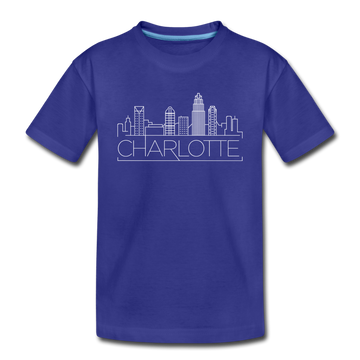Charlotte, North Carolina Youth T-Shirt - Skyline Youth Charlotte Tee - royal blue
