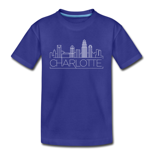 Charlotte, North Carolina Youth T-Shirt - Skyline Youth Charlotte Tee - royal blue