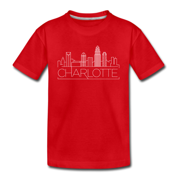 Charlotte, North Carolina Youth T-Shirt - Skyline Youth Charlotte Tee - red