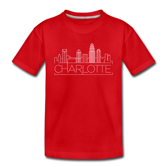 Charlotte, North Carolina Youth T-Shirt - Skyline Youth Charlotte Tee - red