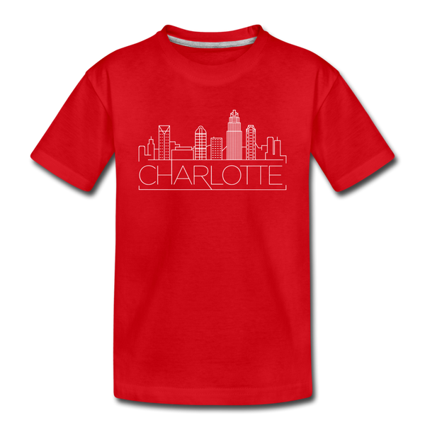 Charlotte, North Carolina Youth T-Shirt - Skyline Youth Charlotte Tee - red