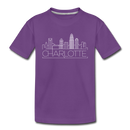 Charlotte, North Carolina Youth T-Shirt - Skyline Youth Charlotte Tee - purple