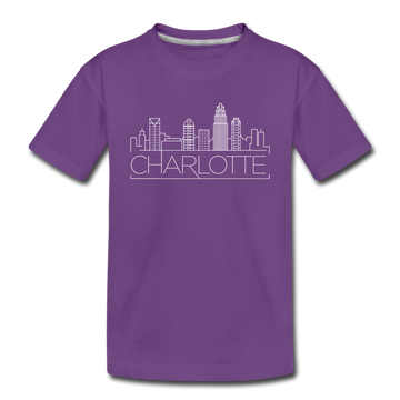 Charlotte, North Carolina Youth T-Shirt - Skyline Youth Charlotte Tee - purple