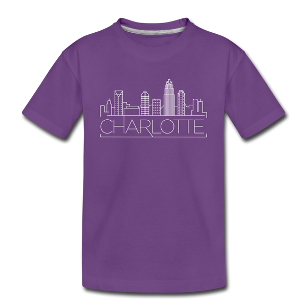 Charlotte, North Carolina Youth T-Shirt - Skyline Youth Charlotte Tee - purple