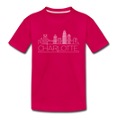 Charlotte, North Carolina Youth T-Shirt - Skyline Youth Charlotte Tee - dark pink