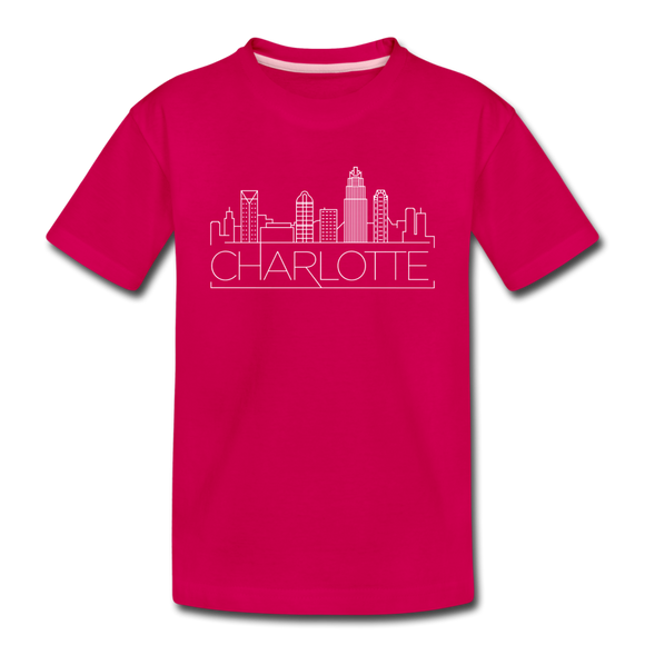 Charlotte, North Carolina Youth T-Shirt - Skyline Youth Charlotte Tee - dark pink
