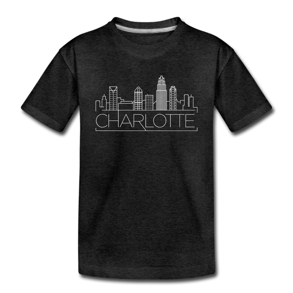 Charlotte, North Carolina Youth T-Shirt - Skyline Youth Charlotte Tee - charcoal gray