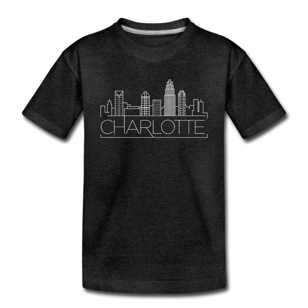 Charlotte, North Carolina Youth T-Shirt - Skyline Youth Charlotte Tee - charcoal gray