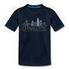 Charlotte, North Carolina Youth T-Shirt - Skyline Youth Charlotte Tee - deep navy