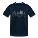 Charlotte, North Carolina Youth T-Shirt - Skyline Youth Charlotte Tee - deep navy