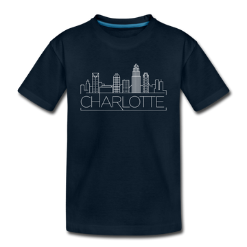 Charlotte, North Carolina Youth T-Shirt - Skyline Youth Charlotte Tee - deep navy