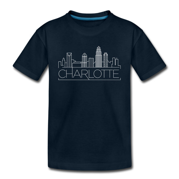 Charlotte, North Carolina Youth T-Shirt - Skyline Youth Charlotte Tee - deep navy