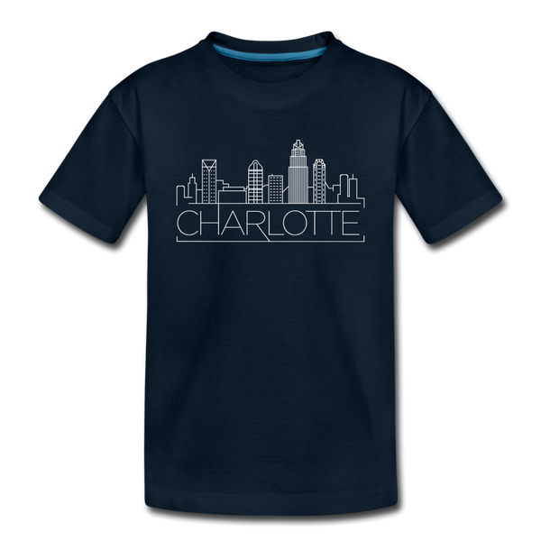 Charlotte, North Carolina Youth T-Shirt - Skyline Youth Charlotte Tee - deep navy