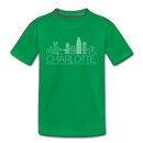 Charlotte, North Carolina Youth T-Shirt - Skyline Youth Charlotte Tee - kelly green