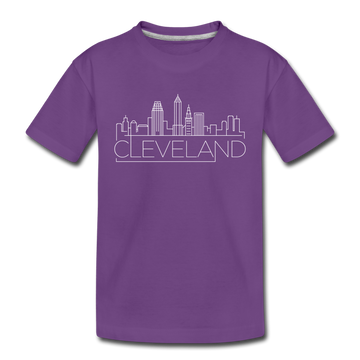 Cleveland, Ohio Youth T-Shirt - Skyline Youth Cleveland Tee - purple