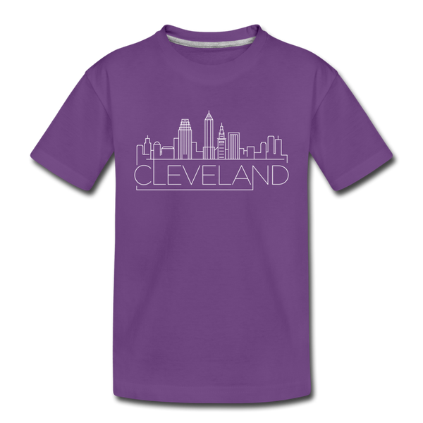 Cleveland, Ohio Youth T-Shirt - Skyline Youth Cleveland Tee - purple