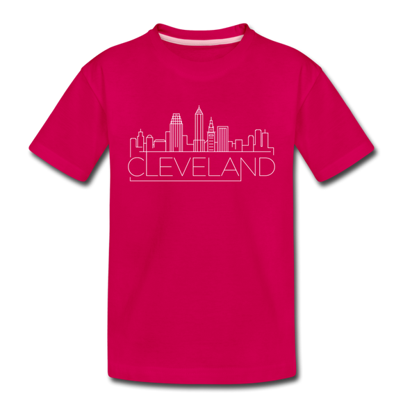 Cleveland, Ohio Youth T-Shirt - Skyline Youth Cleveland Tee - dark pink