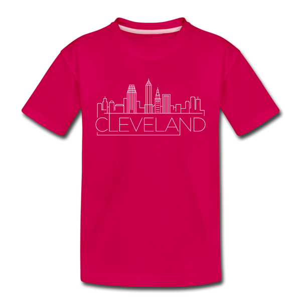 Cleveland, Ohio Youth T-Shirt - Skyline Youth Cleveland Tee - dark pink