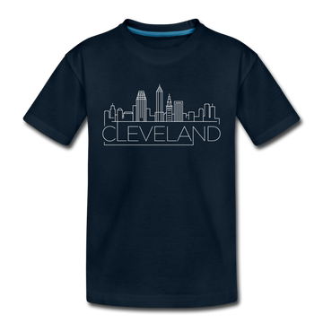 Cleveland, Ohio Youth T-Shirt - Skyline Youth Cleveland Tee - deep navy