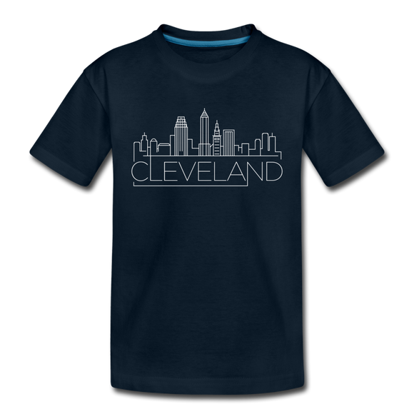 Cleveland, Ohio Youth T-Shirt - Skyline Youth Cleveland Tee - deep navy