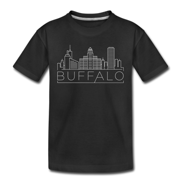 Buffalo, New York Youth T-Shirt - Skyline Youth Buffalo Tee - black