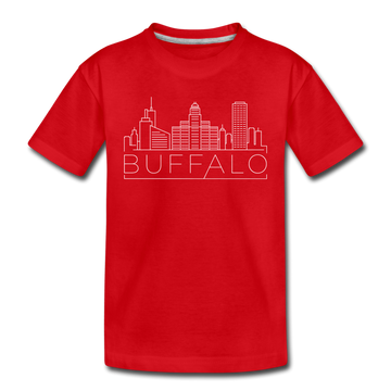 Buffalo, New York Youth T-Shirt - Skyline Youth Buffalo Tee - red