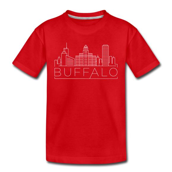 Buffalo, New York Youth T-Shirt - Skyline Youth Buffalo Tee - red