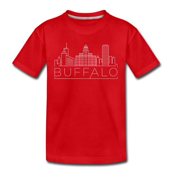 Buffalo, New York Youth T-Shirt - Skyline Youth Buffalo Tee - red