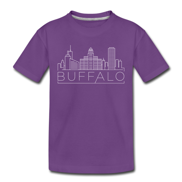 Buffalo, New York Youth T-Shirt - Skyline Youth Buffalo Tee - purple
