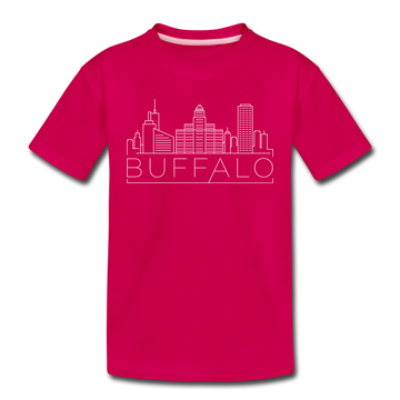 Buffalo, New York Youth T-Shirt - Skyline Youth Buffalo Tee - dark pink