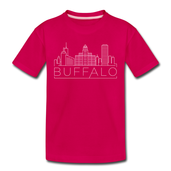 Buffalo, New York Youth T-Shirt - Skyline Youth Buffalo Tee - dark pink