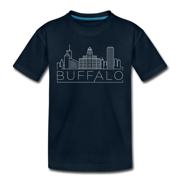 Buffalo, New York Youth T-Shirt - Skyline Youth Buffalo Tee - deep navy