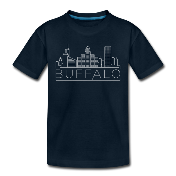 Buffalo, New York Youth T-Shirt - Skyline Youth Buffalo Tee - deep navy