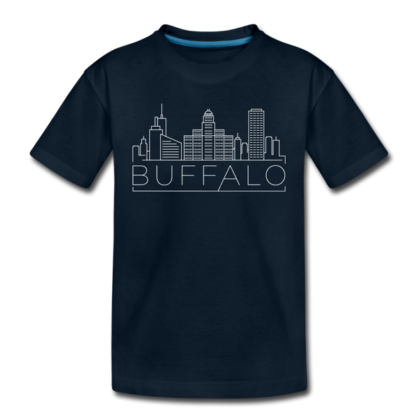 Buffalo, New York Youth T-Shirt - Skyline Youth Buffalo Tee - deep navy