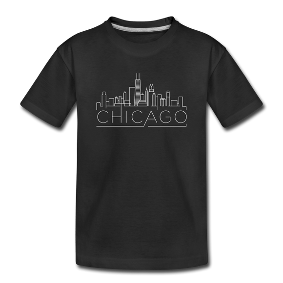 Chicago, Illinois Youth T-Shirt - Skyline Youth Chicago Tee - black