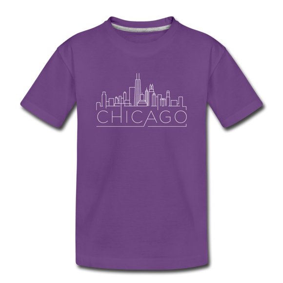 Chicago, Illinois Youth T-Shirt - Skyline Youth Chicago Tee - purple
