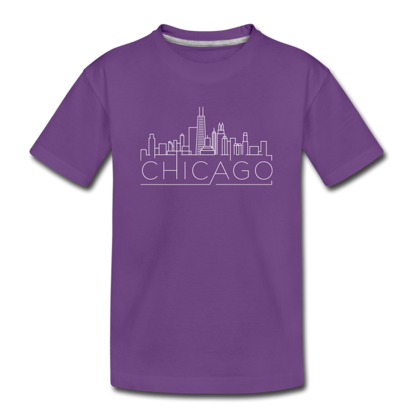 Chicago, Illinois Youth T-Shirt - Skyline Youth Chicago Tee - purple