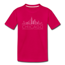 Chicago, Illinois Youth T-Shirt - Skyline Youth Chicago Tee - dark pink