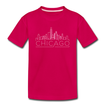 Chicago, Illinois Youth T-Shirt - Skyline Youth Chicago Tee - dark pink