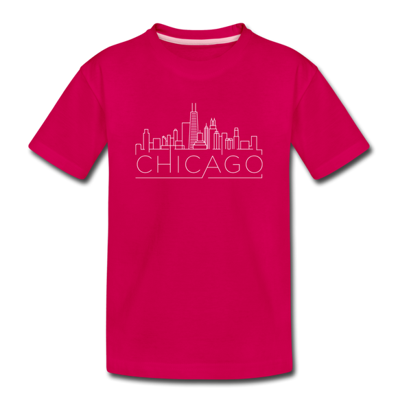 Chicago, Illinois Youth T-Shirt - Skyline Youth Chicago Tee - dark pink