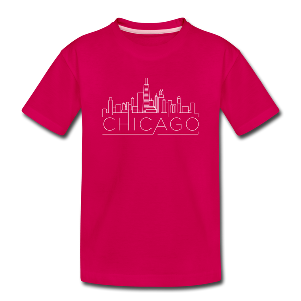 Chicago, Illinois Youth T-Shirt - Skyline Youth Chicago Tee - dark pink