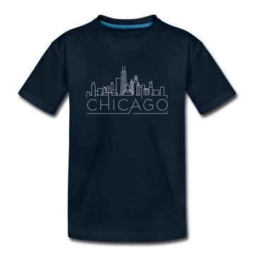 Chicago, Illinois Youth T-Shirt - Skyline Youth Chicago Tee - deep navy